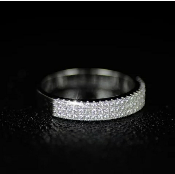 New Silver Three Rows Engagement Ring - Picture 3 of 6